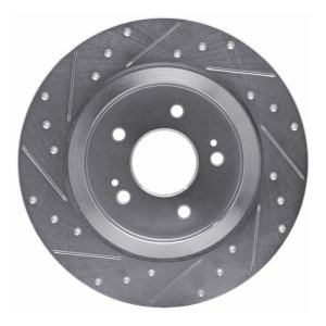 Hyundai Santa Fe Brake Rotor (1) - Rear Right - R1 Concepts - Drilled & Slotted - Silver - `19-`25